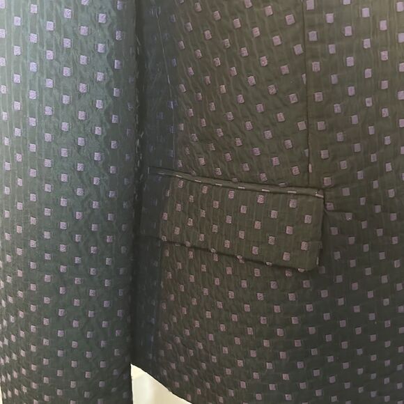 ARMANI COLLEZIONI TEXTURED BLACK BLAZER W/PURPLE EMBROIDERY - Picture 2 of 9